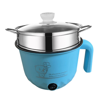 Electric Hot Pot Nonstick 1.8L Kitchen Cooking Appliances for Eggs Fry Ramen with steamer Blue