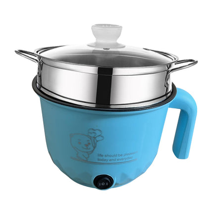 Electric Hot Pot Nonstick 1.8L Kitchen Cooking Appliances for Eggs Fry Ramen with steamer Blue