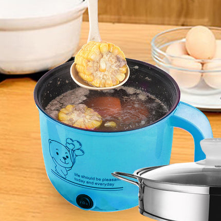 Electric Hot Pot Nonstick 1.8L Kitchen Cooking Appliances for Eggs Fry Ramen with steamer Blue