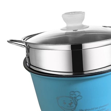 Electric Hot Pot Nonstick 1.8L Kitchen Cooking Appliances for Eggs Fry Ramen with steamer Blue