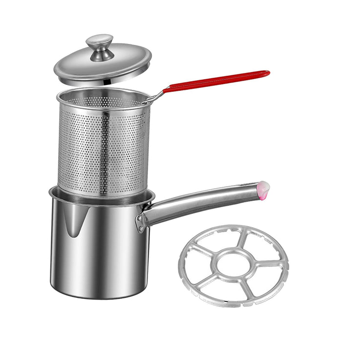 Stainless Steel Deep Fryer Pot Small Deep Fryer Pot for Picnic Frying Baking Burner Rack 1.2L