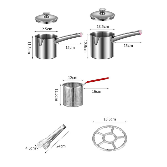 Stainless Steel Deep Fryer Pot Small Deep Fryer Pot for Picnic Frying Baking Combo 1.8L