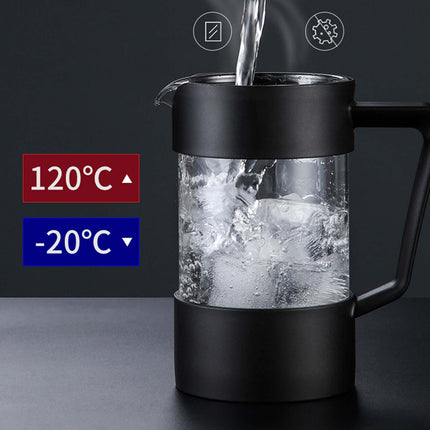 Glass Teapot Stainless Steel Filter Coffee Maker Pot for Camping Travel Home 1000ML