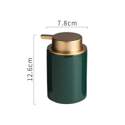 Ceramic Soap Dispenser 350ml Decorative Pump Bottle for Bath Countertop Home Green