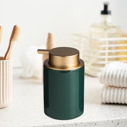 Ceramic Soap Dispenser 350ml Decorative Pump Bottle for Bath Countertop Home Green