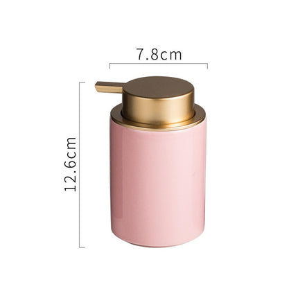 Ceramic Soap Dispenser 350ml Decorative Pump Bottle for Bath Countertop Home Pink