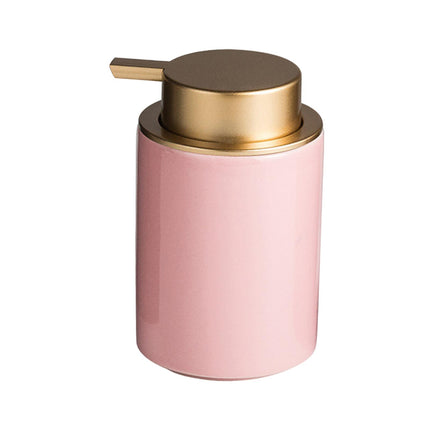 Ceramic Soap Dispenser 350ml Decorative Pump Bottle for Bath Countertop Home Pink