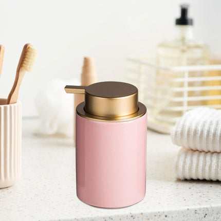 Ceramic Soap Dispenser 350ml Decorative Pump Bottle for Bath Countertop Home Pink