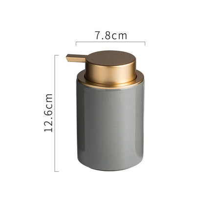 Ceramic Soap Dispenser 350ml Decorative Pump Bottle for Bath Countertop Home Gray