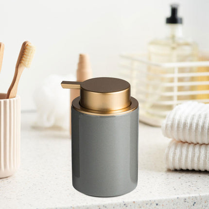 Ceramic Soap Dispenser 350ml Decorative Pump Bottle for Bath Countertop Home Gray