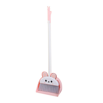 Dustpan Broom Combo Set Sweeping Broom Floor Cleaning Set for Outdoor Toilet Pink