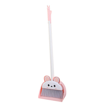 Dustpan Broom Combo Set Sweeping Broom Floor Cleaning Set for Outdoor Toilet Pink