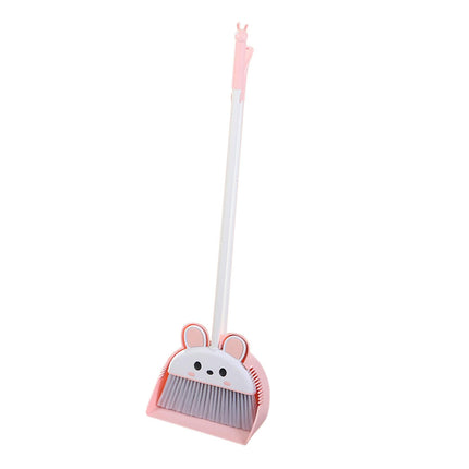 Dustpan Broom Combo Set Sweeping Broom Floor Cleaning Set for Outdoor Toilet Pink