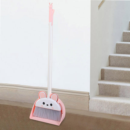 Dustpan Broom Combo Set Sweeping Broom Floor Cleaning Set for Outdoor Toilet Pink