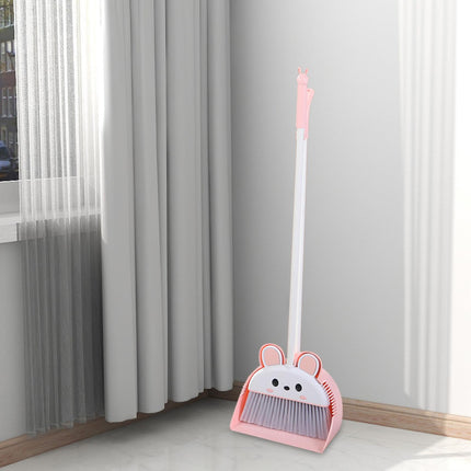 Dustpan Broom Combo Set Sweeping Broom Floor Cleaning Set for Outdoor Toilet Pink