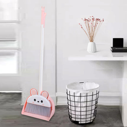 Dustpan Broom Combo Set Sweeping Broom Floor Cleaning Set for Outdoor Toilet Pink