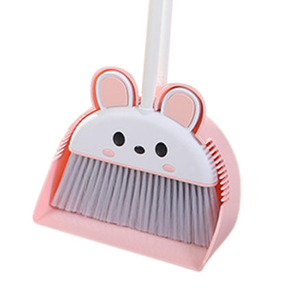 Dustpan Broom Combo Set Sweeping Broom Floor Cleaning Set for Outdoor Toilet Pink