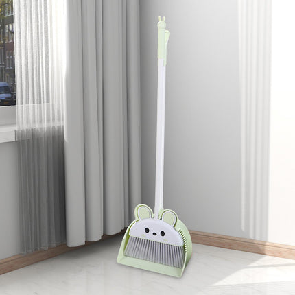 Dustpan Broom Combo Set Sweeping Broom Floor Cleaning Set for Outdoor Toilet Green