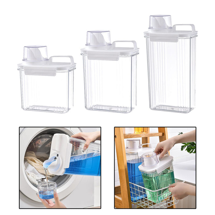 Washing Powder Containers Clear Reusable for Laundry Room Bathroom Countertop 1500ml