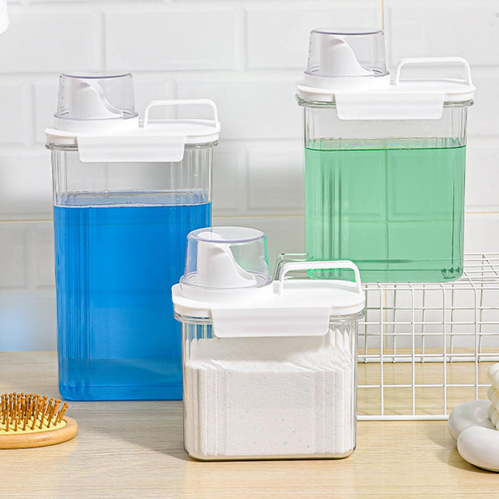 Washing Powder Containers Clear Reusable for Laundry Room Bathroom Countertop 1500ml