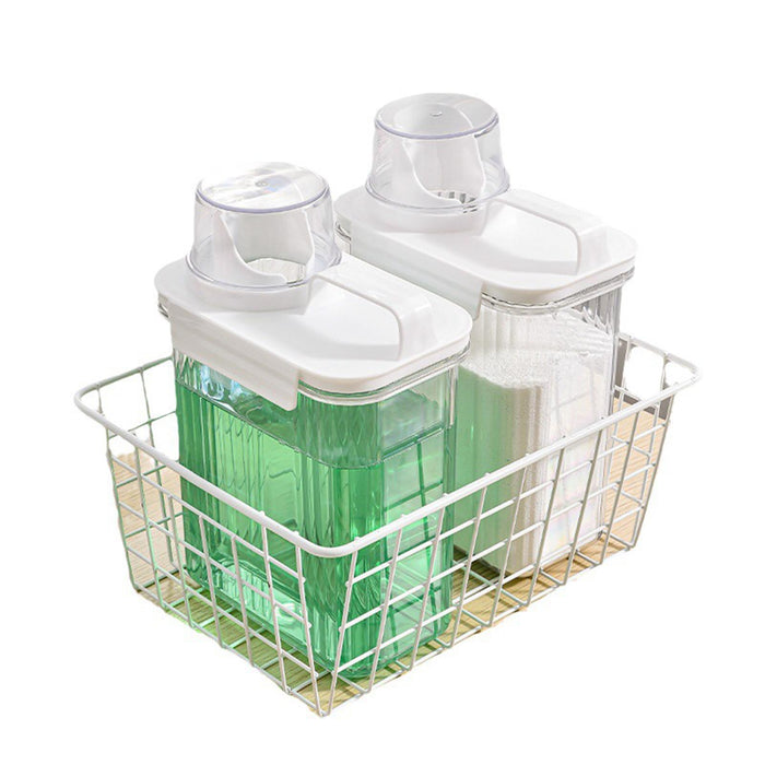 Washing Powder Containers Clear Reusable for Laundry Room Bathroom Countertop 1500ml