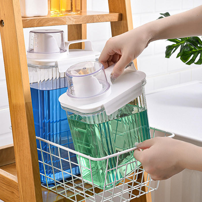 Washing Powder Containers Clear Reusable for Laundry Room Bathroom Countertop 2000ml