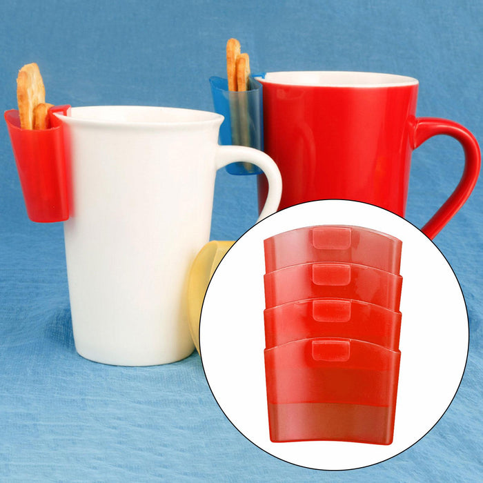 4 Pieces Tea Holder for Cup Serving Storage Tea Hanger for Glasses Party Bar Red