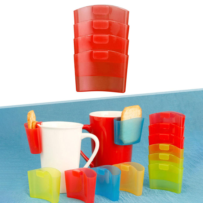 4 Pieces Tea Holder for Cup Serving Storage Tea Hanger for Glasses Party Bar Red