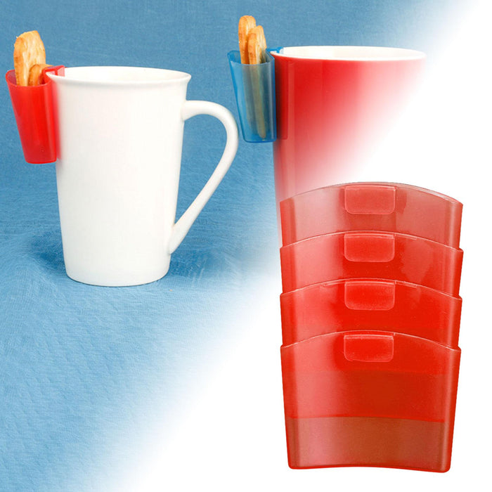 4 Pieces Tea Holder for Cup Serving Storage Tea Hanger for Glasses Party Bar Red