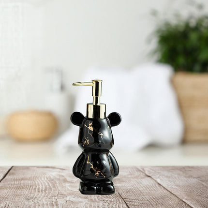 Soap Dispenser Cute Bear Shaped Dish Soap Dispenser for Office Tabletop Home Black