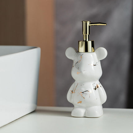 Soap Dispenser Cute Bear Shaped Dish Soap Dispenser for Office Tabletop Home White