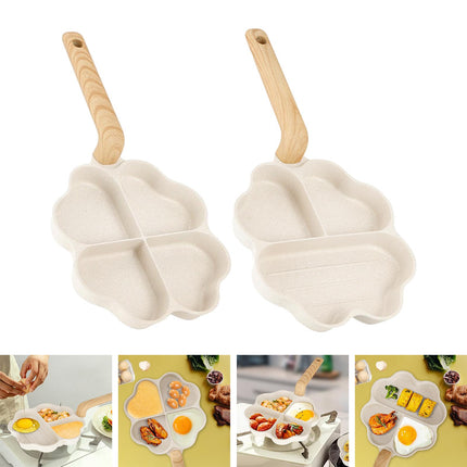 Breakfast Frying Pan Heat Resistant Handle Nonstick Pan for Baking Vegetable 4 hole