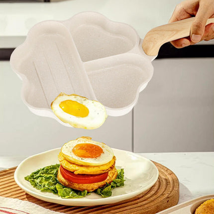 Breakfast Frying Pan Heat Resistant Handle Nonstick Pan for Baking Vegetable 4 hole