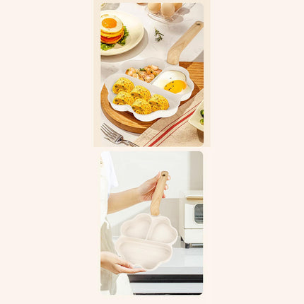 Breakfast Frying Pan Heat Resistant Handle Nonstick Pan for Baking Vegetable 4 hole