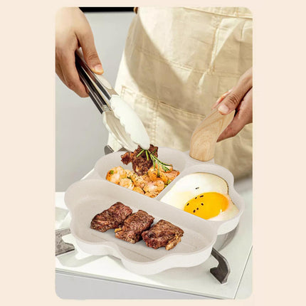 Breakfast Frying Pan Heat Resistant Handle Nonstick Pan for Baking Vegetable 4 hole