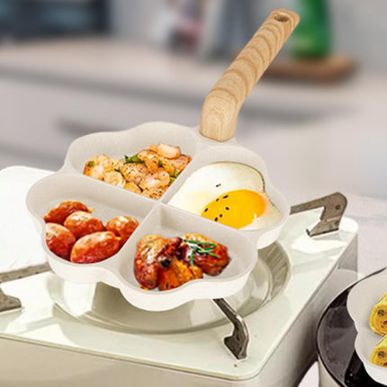 Breakfast Frying Pan Heat Resistant Handle Nonstick Pan for Baking Vegetable 4 hole