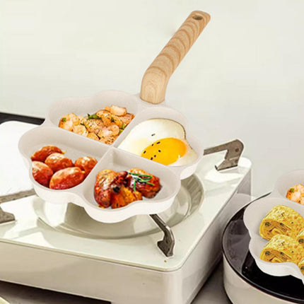 Breakfast Frying Pan Heat Resistant Handle Nonstick Pan for Baking Vegetable 4 hole