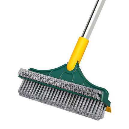 Floor Scrub Brush Long Handle 3 in 1 Scrape Brush for Door Track Yellow Green