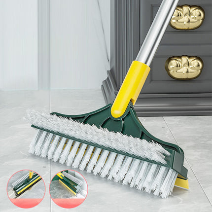 Floor Scrub Brush Long Handle 3 in 1 Scrape Brush for Door Track Yellow Green