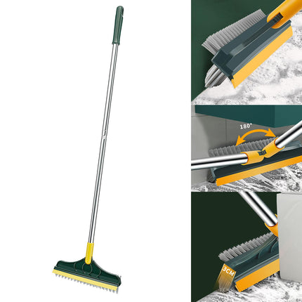 Floor Scrub Brush Long Handle 3 in 1 Scrape Brush for Door Track Yellow Green