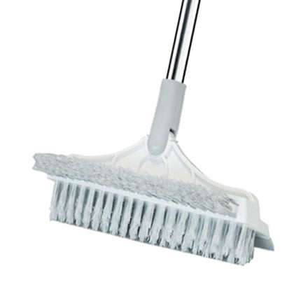 Floor Scrub Brush Long Handle 3 in 1 Scrape Brush for Door Track White Gray