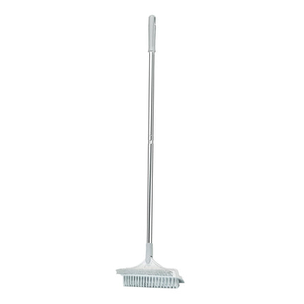 Floor Scrub Brush Long Handle 3 in 1 Scrape Brush for Door Track White Gray