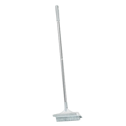 Floor Scrub Brush Long Handle 3 in 1 Scrape Brush for Door Track White Gray