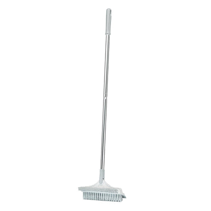 Floor Scrub Brush Long Handle 3 in 1 Scrape Brush for Door Track White Gray