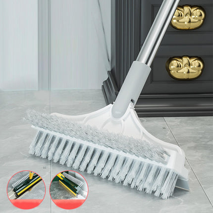 Floor Scrub Brush Long Handle 3 in 1 Scrape Brush for Door Track White Gray