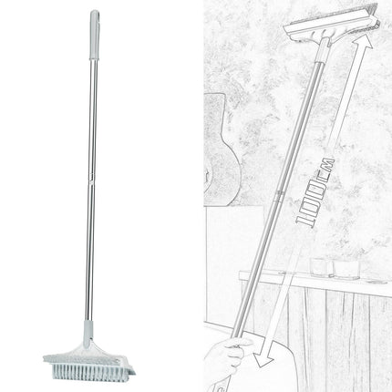 Floor Scrub Brush Long Handle 3 in 1 Scrape Brush for Door Track White Gray