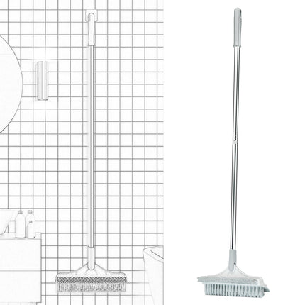 Floor Scrub Brush Long Handle 3 in 1 Scrape Brush for Door Track White Gray