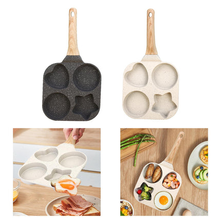 Nonstick Egg Frying Pan 4 Holes Egg Pan Omelette Pan for Steak Baking Burger Black