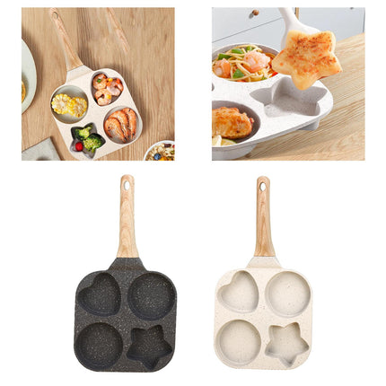 Nonstick Egg Frying Pan 4 Holes Egg Pan Omelette Pan for Steak Baking Burger Black