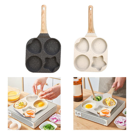 Nonstick Egg Frying Pan 4 Holes Egg Pan Omelette Pan for Steak Baking Burger Black